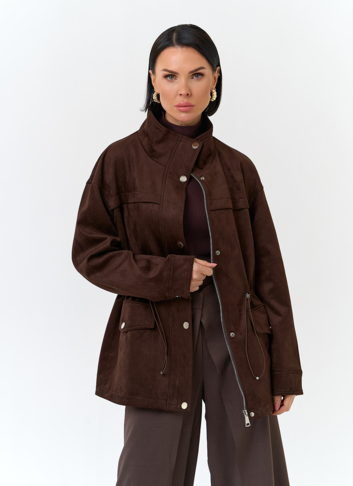 Женская куртка парка из эко замши 