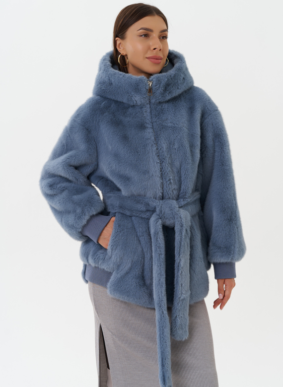 Шуба из эко меха с капюшоном