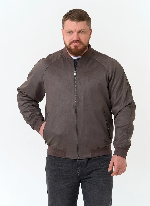 Мужская куртка бомбер из эко замши фото
