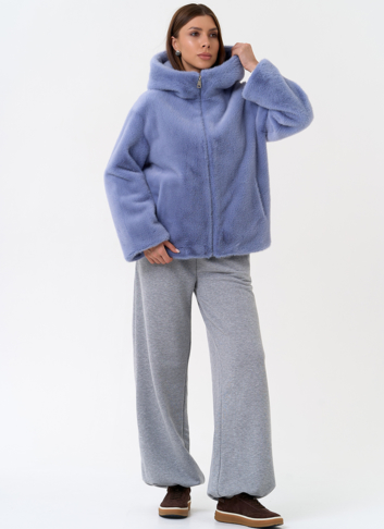 Женская куртка из эко меха с капюшоном