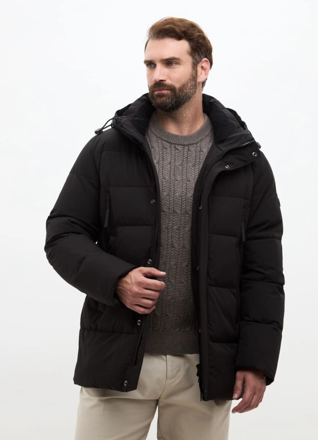 Мужской пуховик черного цвета модель № 32035 в кредит