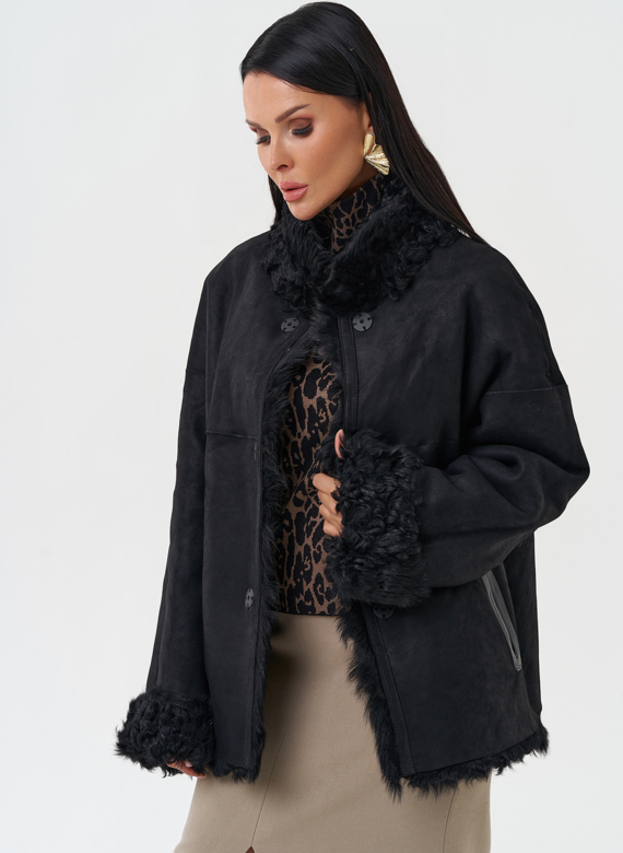 Женская двухсторонняя натуральная дубленка