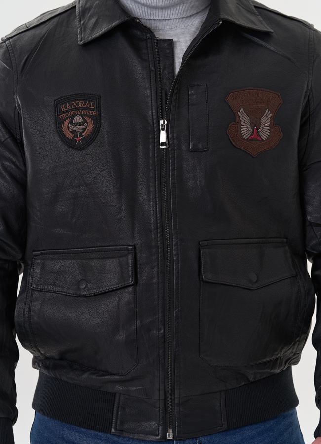 Мужская куртка из эко кожи черного цвета модель № 26787 универмаг малина