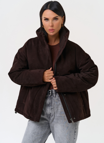 Куртка -пуховик из натуральной замши