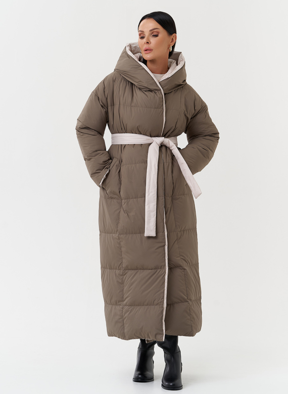 Двухсторонний пуховик с капюшоном