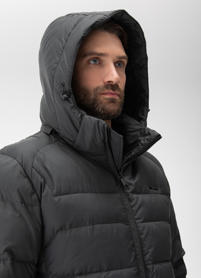 Мужской пуховик с капюшоном  модель № 28876 универмаг малина