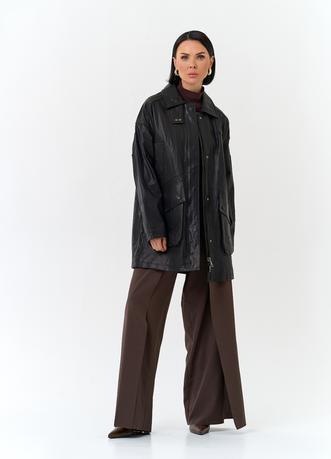 Женская удлиненная куртка из натуральной кожи модель № 32759 универмаг малина