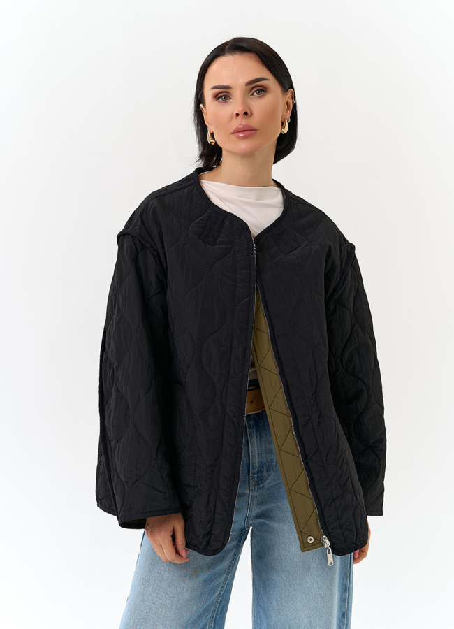 Женская двухсторонняя куртка модель № 32831 меха малина