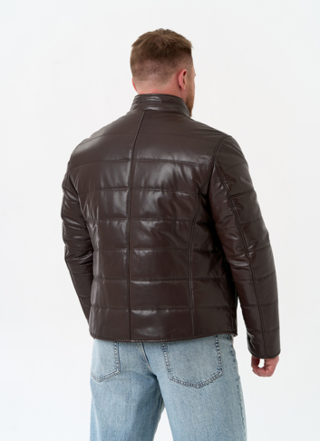 Мужская куртка из натуральной кожи с воротником стойкой