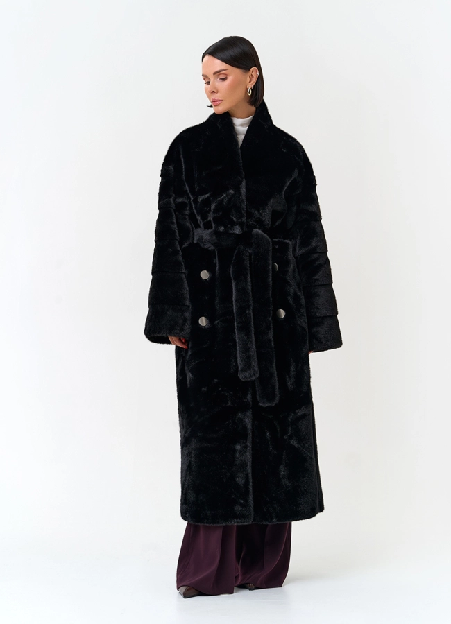 Женское  пальто из эко меха модель № 33878 универмаг малина