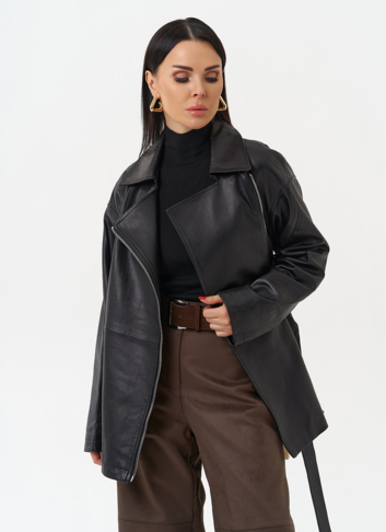 Куртка из натуральной кожи с поясом