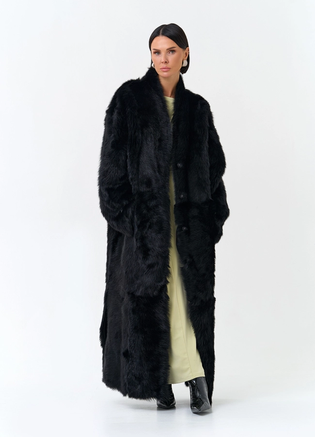 Женская двухсторонняя дубленка с поясом модель № 34127 универмаг малина фото