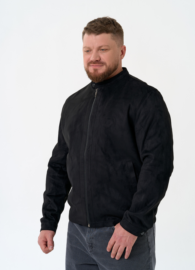 Мужская куртка из эко замши черного цвета модель № 30302 универмаг малина