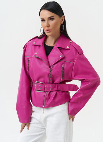 Куртка косуха из эко кожи розового цвета