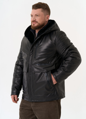 Куртка из натуральной кожи с капюшоном