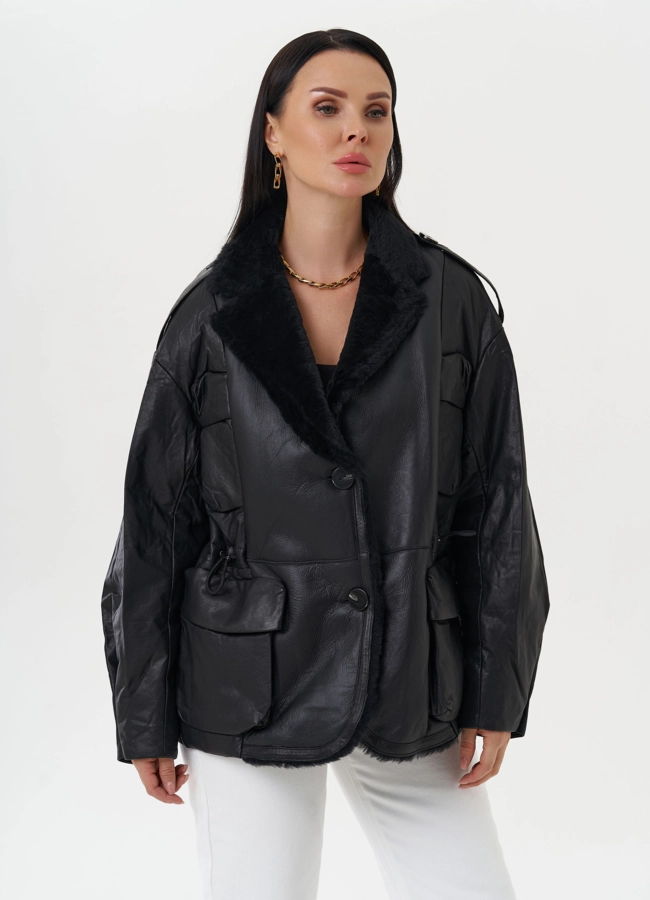 Куртка из натуральной кожи с английским воротником модель № 28120 универмаг малина