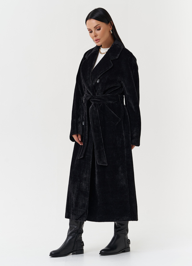 Утепленное пальто из эко меха модель № 28104 в рассрочку