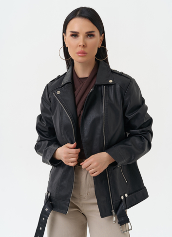 Куртка косуха из эко кожи черного цвета