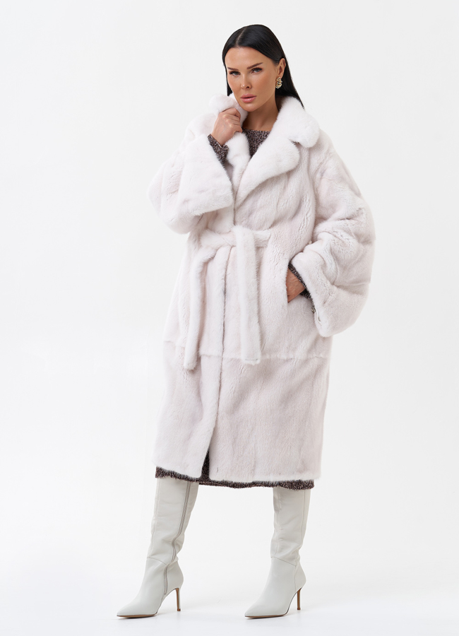 Белая норковая шуба модель № 29167 универмаг малина