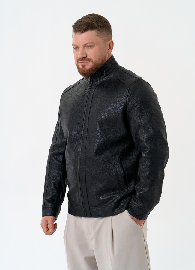 Мужская куртка из эко кожи черного цвета модель № 32879 универмаг малина