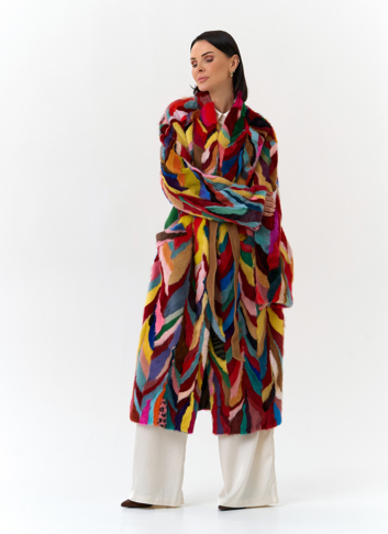 Норковая шуба в стиле пэчворк