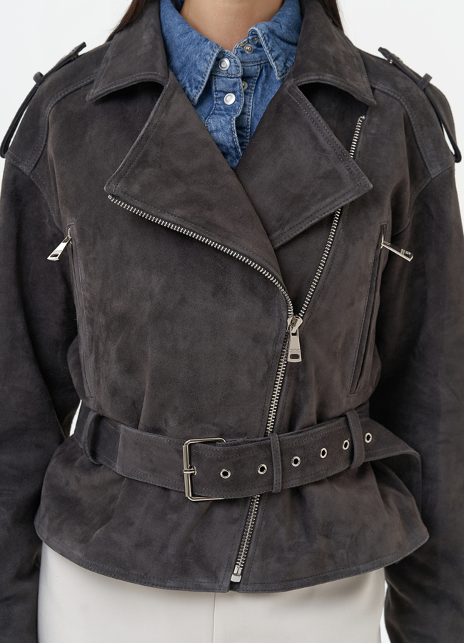 Женская куртка из натуральной замши с поясом модель № 30093 универмаг малина