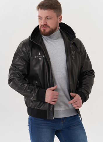 Мужская кожаная куртка "бомбер"