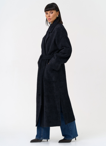 Женское длинное пальто в темно-синем цвете