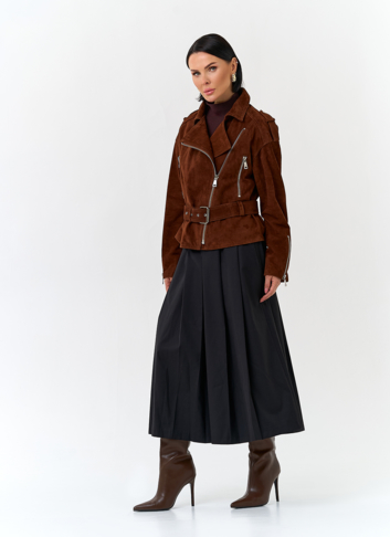 Куртка из натуральной замши с поясом