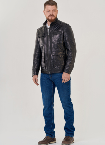 Кожаная куртка с накладными карманами