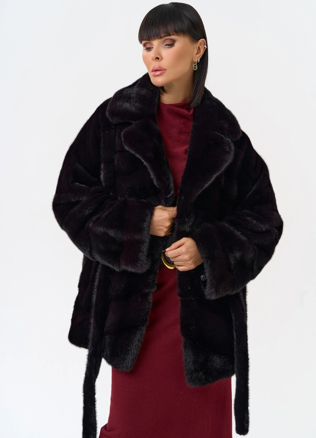 Шуба из меха норки с английским воротником модель № 31641 универмаг малина