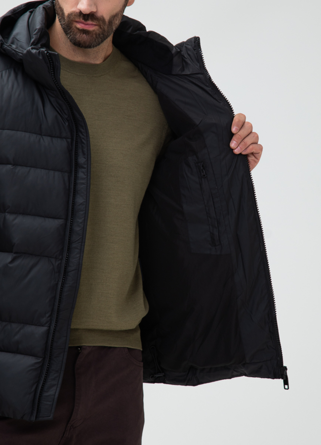 Мужской пуховик с капюшоном  модель № 28875 универмаг малина