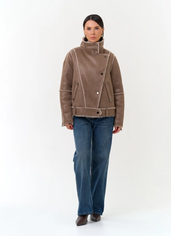 Женская дубленка из эко замши
