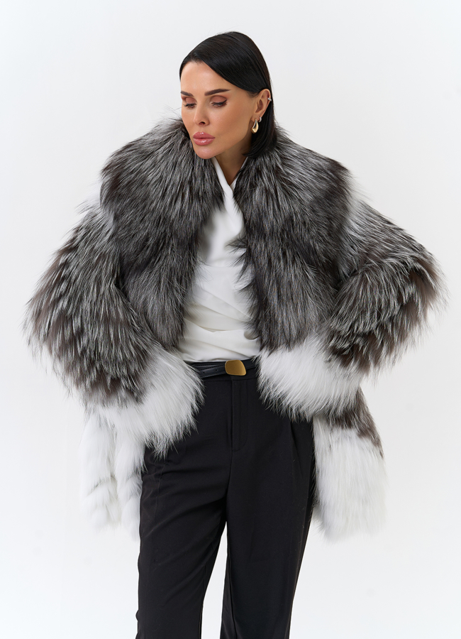 Шуба из меха чернобурой лисы модель № 32142 в рассрочку