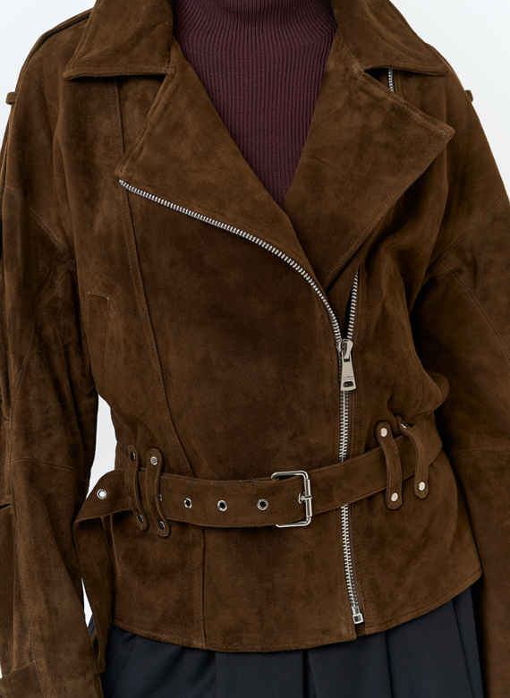 Женская куртка из натуральной замши с поясом