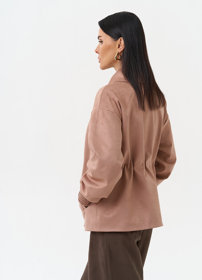 Женская куртка из эко замши с поясом модель № 30059 универмаг малина