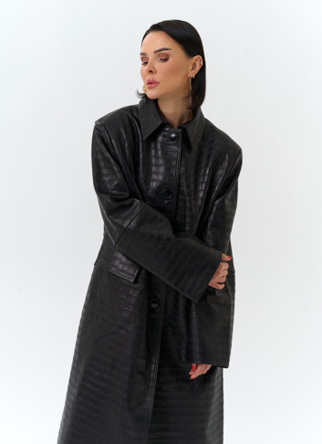 Женский плащ из натуральной кожи 